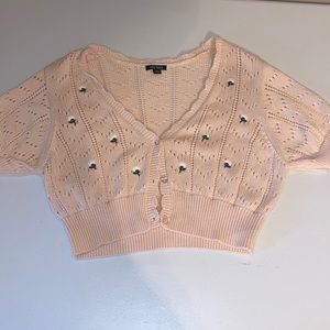 Pink short sleeve cardigan